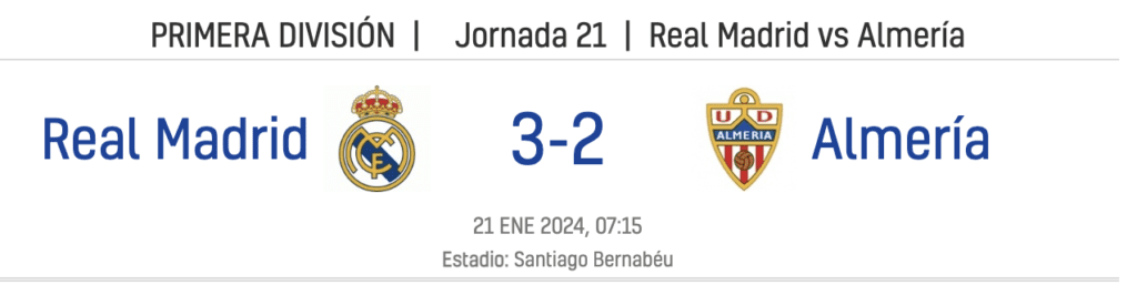 El Real Madrid logra una remontada ante el Almería en el minuto 99